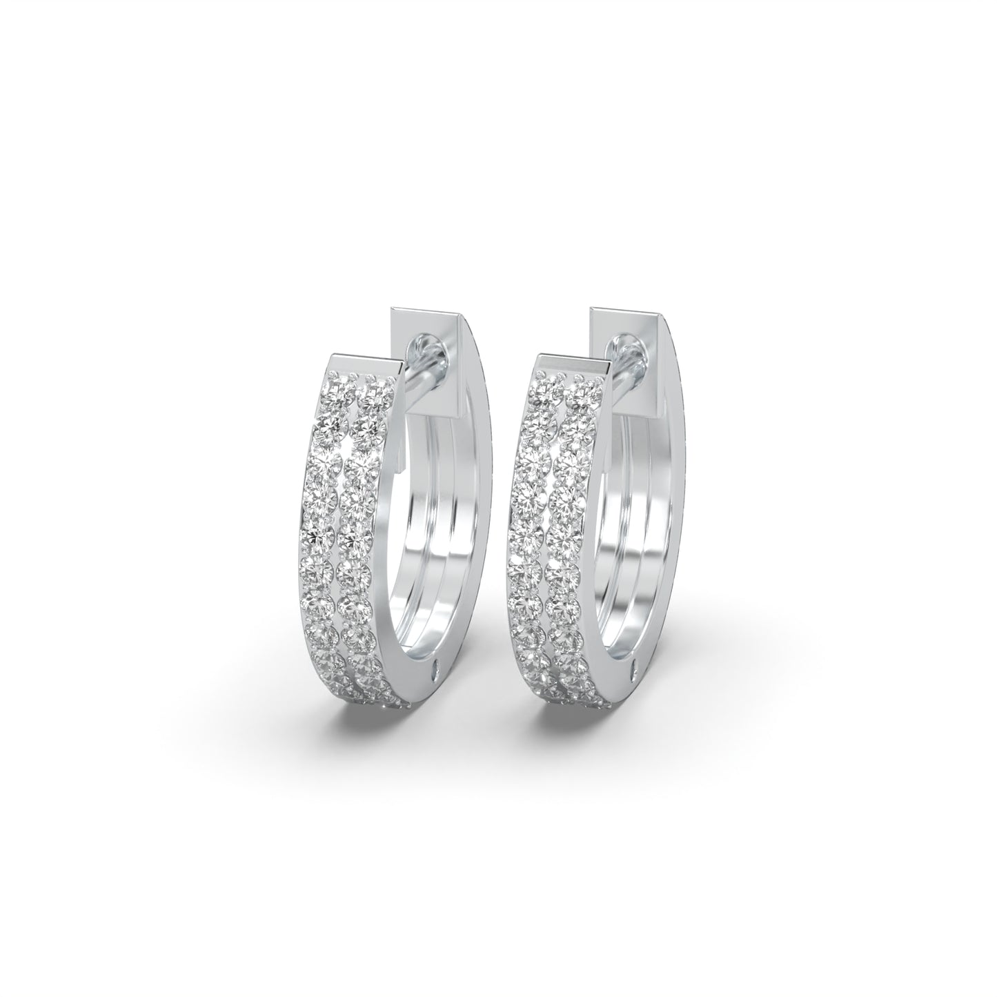 Double Row Diamond Hoops